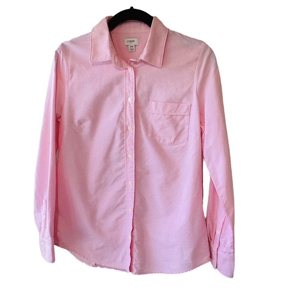 J. Crew Factory Petite Pink Button-Up Oxford Shirt in Signature Fit Style BP531